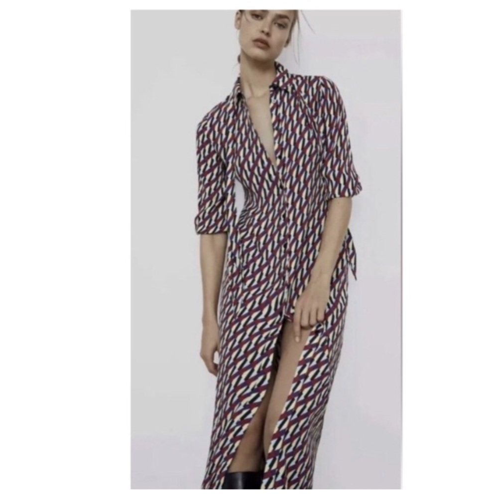 ZARA • Geo Print Sussy Maxi Dress in Geometric Print - Picture 3 of 16